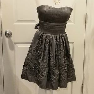 B Darlin Gray Strapless Satiny Party Dress